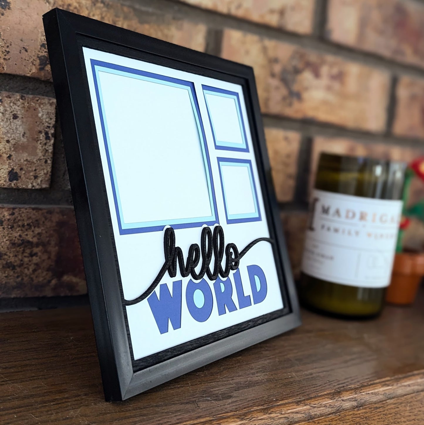 Hello World - Layered Wood & Cardstock (8"x8")