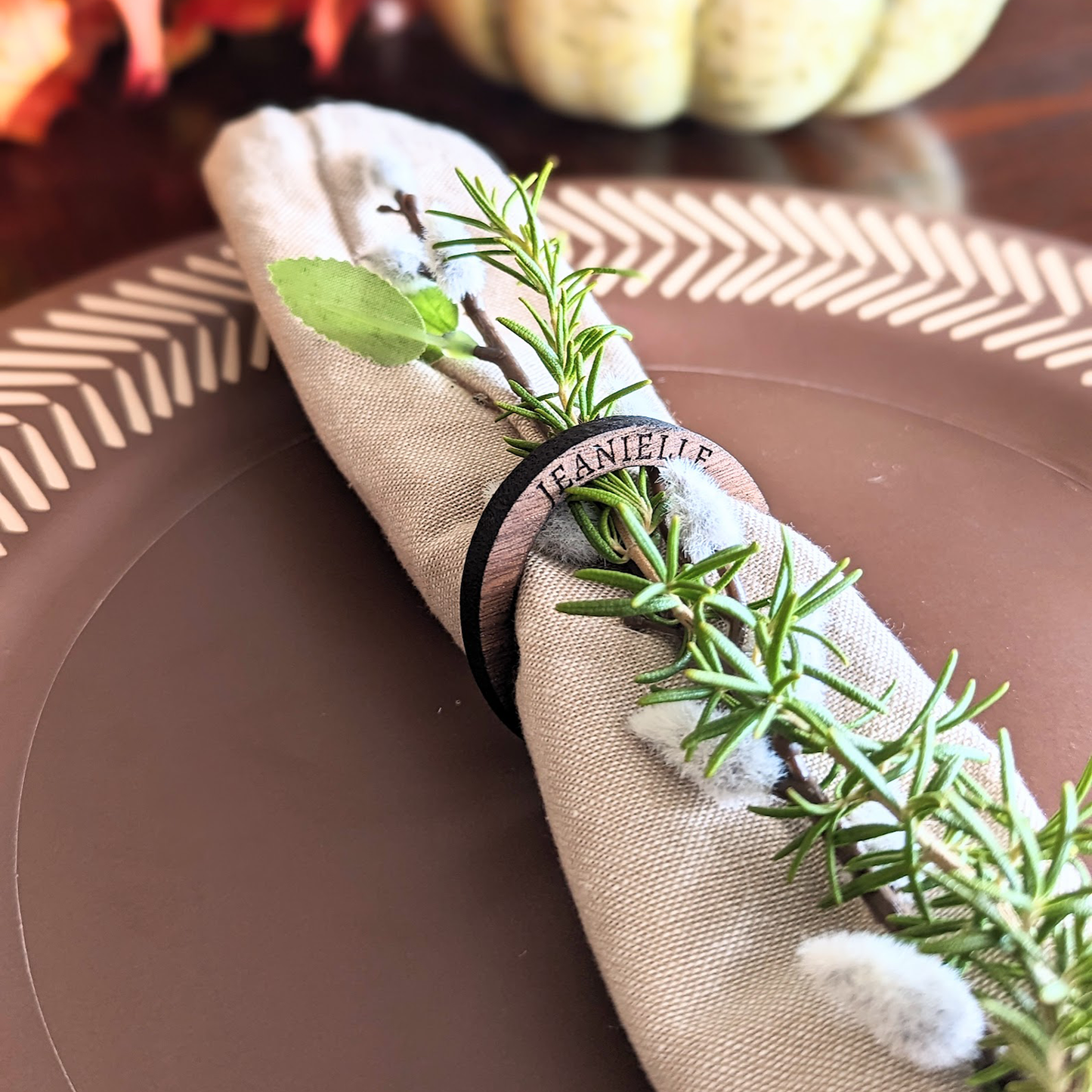 Personalized Real Walnut Napkin Ring