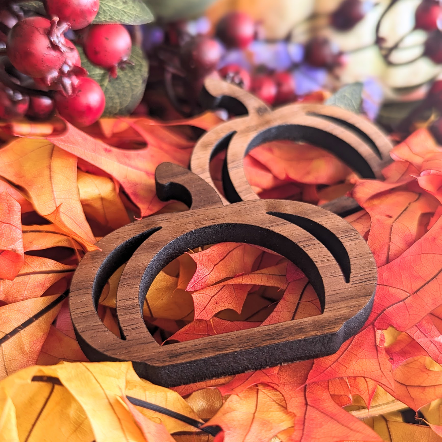 Pumpkin Napkin Ring - Real Walnut Wood