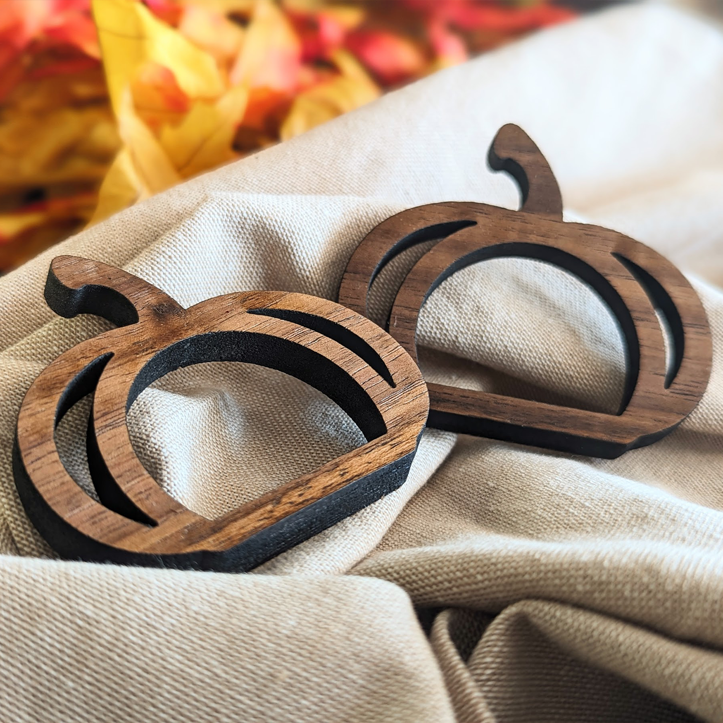 Pumpkin Napkin Ring - Real Walnut Wood