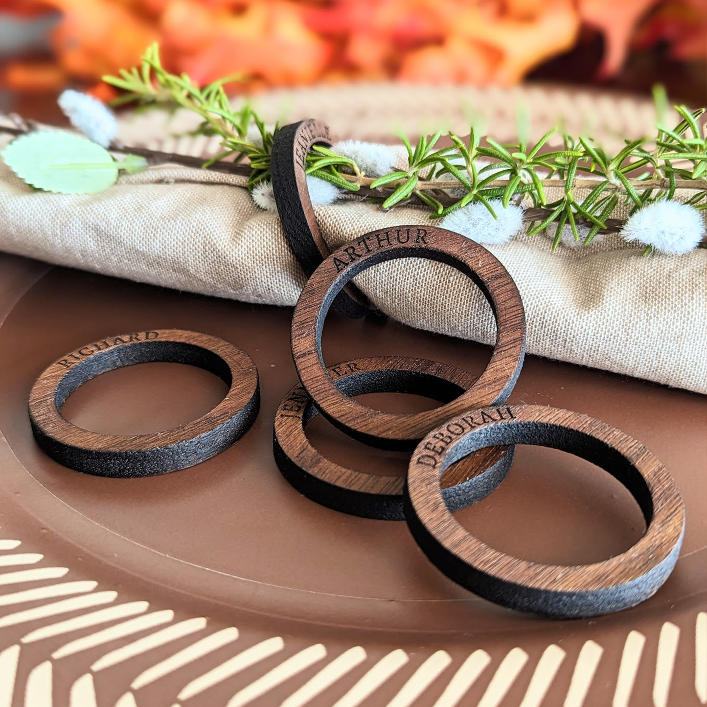 Personalized Real Walnut Napkin Ring
