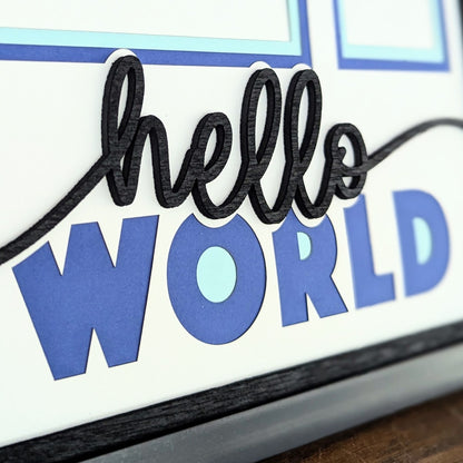 Hello World - Layered Wood & Cardstock (8"x8")