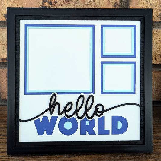 Hello World - Layered Wood & Cardstock (8"x8")