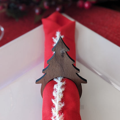 Walnut Christmas Tree Napkin Ring